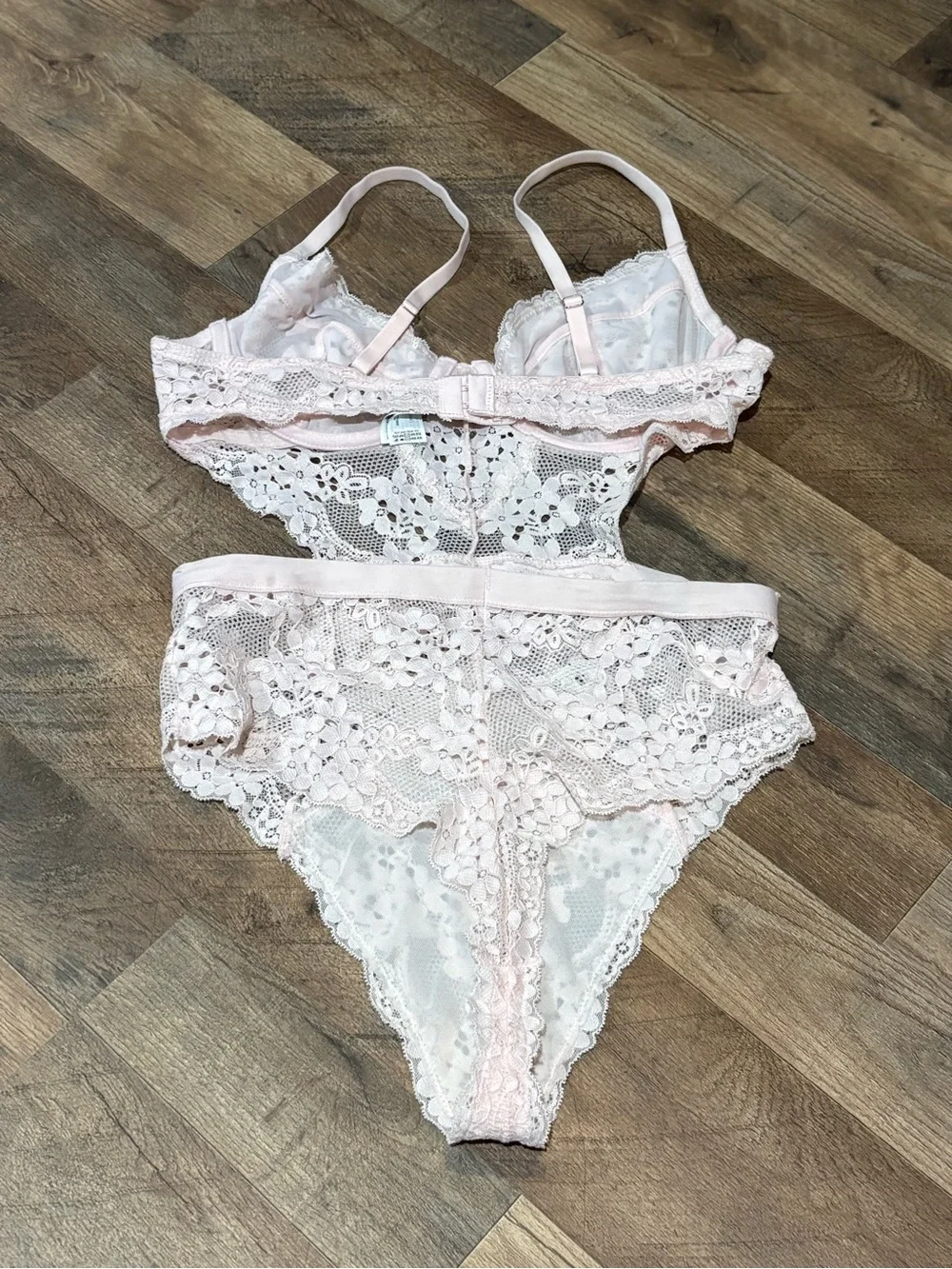 Forever 21 Blush Lace Longline Teddy Bodysuit
